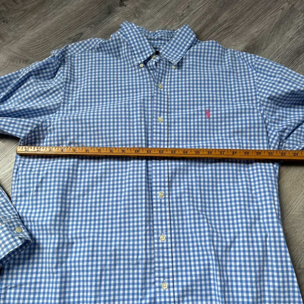 Ralph Lauren Polo Blue White Check Gingham buttons down Classic Fit Shirt XL - Picture 5 of 8